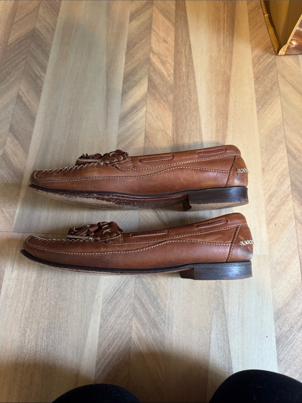 Cole Haan Women's Tan Leather Tassel Loafers - Picture 2 of 5